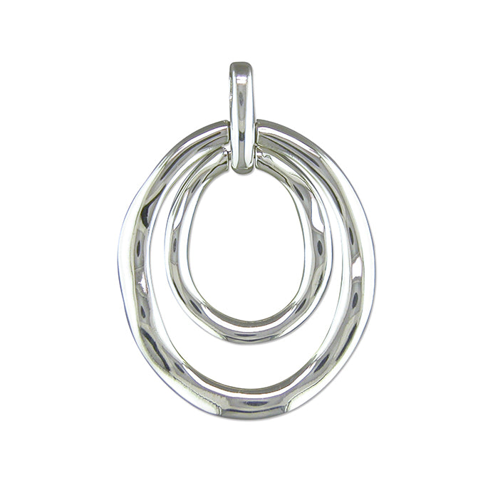Silver Soft wavy double oval pendant