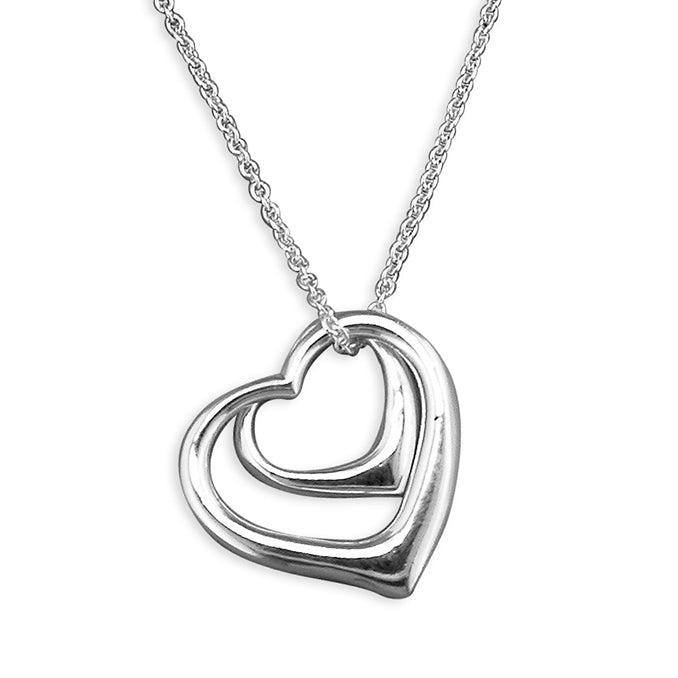 Silver Small and large open hearts pendant