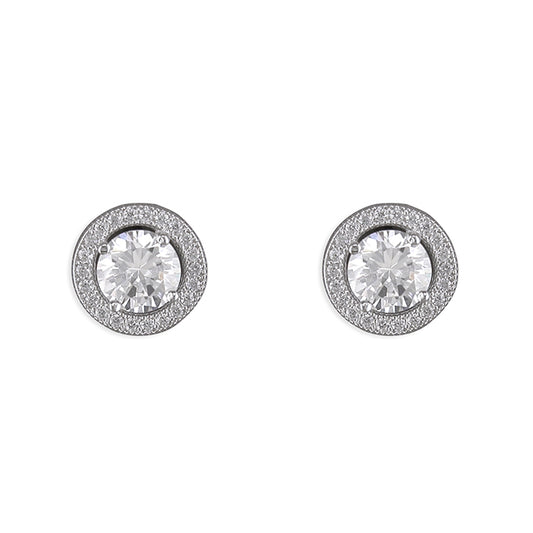Silver and Cubic Zirconia halo stud earrings