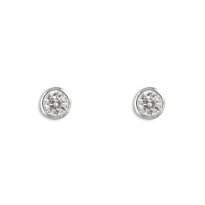 Silver rubset Cubic Zirconia stud earrings