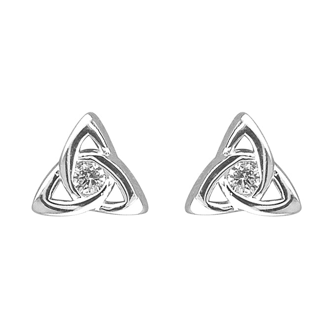 Silver and cubic zirconia celtic knot stud earrings