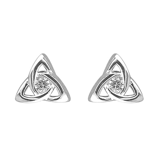 Silver and cubic zirconia celtic knot stud earrings