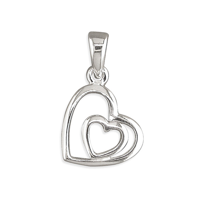 Silver Heart-within-a-heart pendant