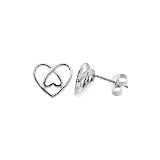 Silver Heart Stud Earrings.