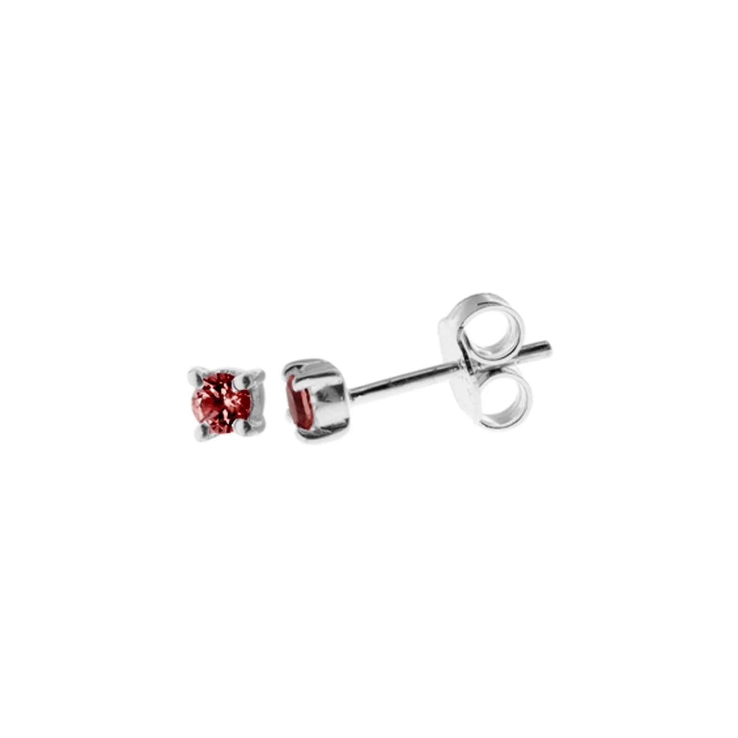 Silver Round Garnet Studs