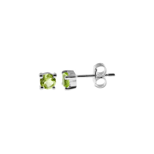 Silver and Peridot Claw Set Round Facet Studs