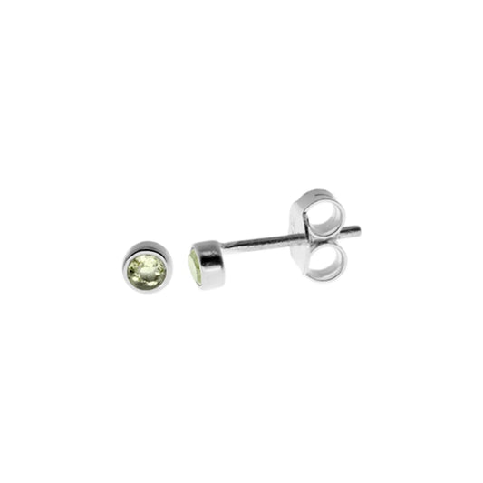 Silver and Peridot Bezel Faceted Studs
