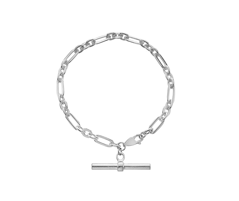 Silver Hammered 7.5'' Figaro Bracelet