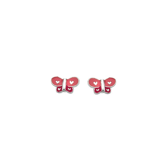 Silver and enamel butterfly stud earrings