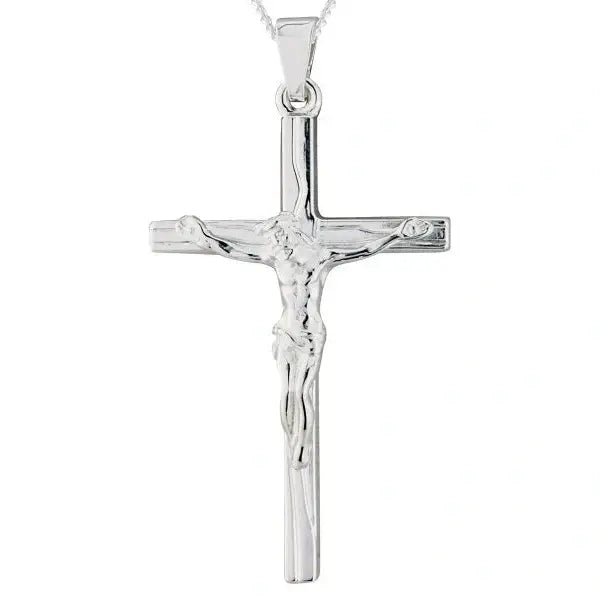 Silver brushed and polished crucifix pendnant