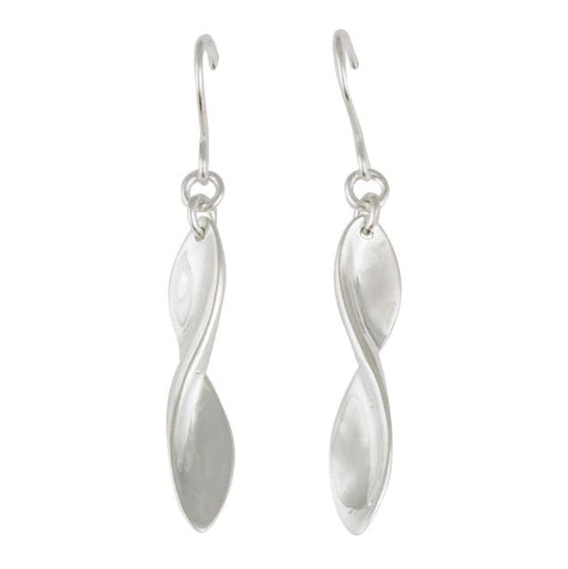 Silver twisted leaf design drop earrings