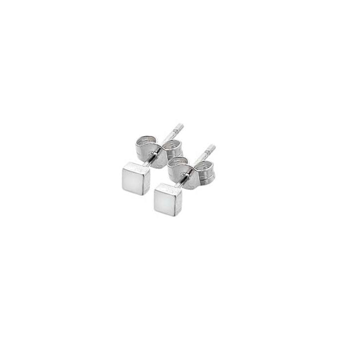 Silver cube stud earrings