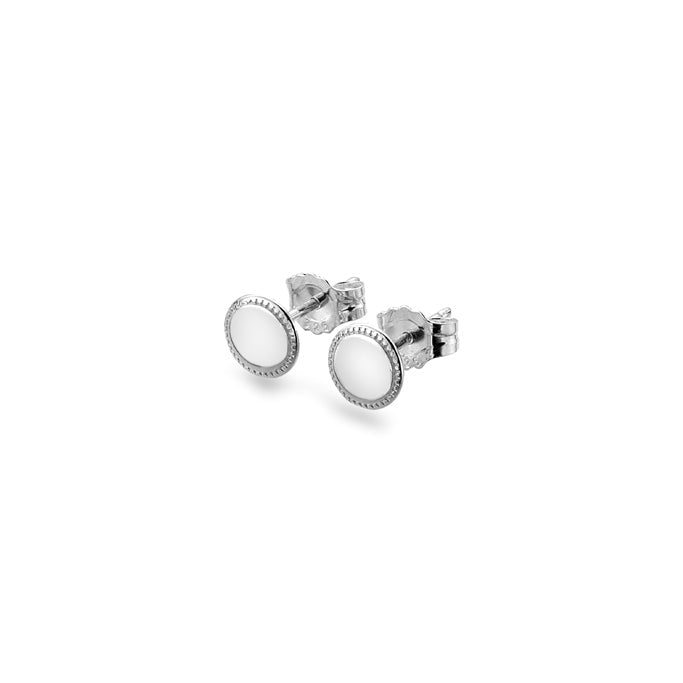 Silver round stud earrings