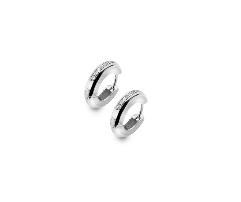 Silver Designer Chunky Cubic Zirconia Huggie Earrings