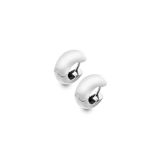 Silver chunky round huggie earrings