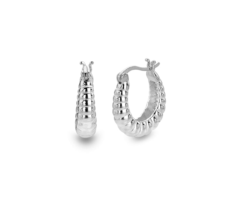 Silver Creole Rigged Huggie Earrings