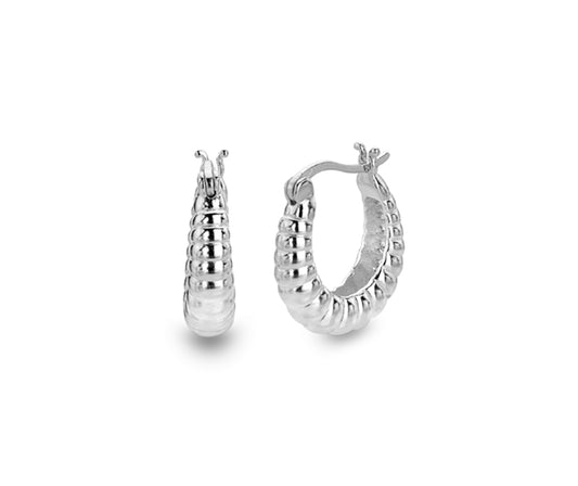 Silver Creole Rigged Huggie Earrings