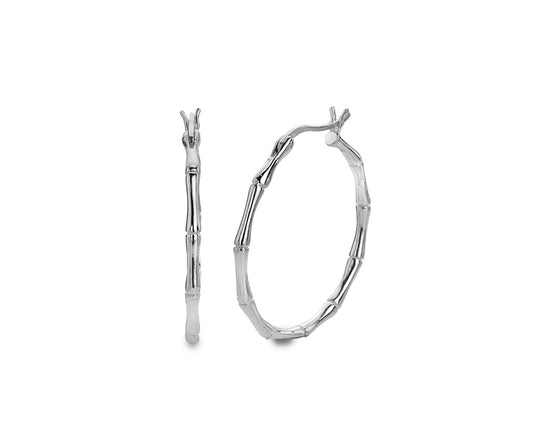 Silver Bamboo Hoop Earrings