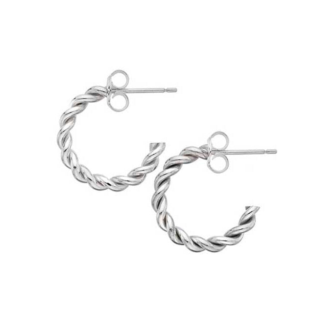 Silver twisted hoop earrings