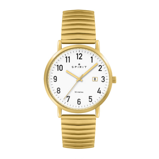 Gents Spirit White Dial Gold Plated Expander Watch