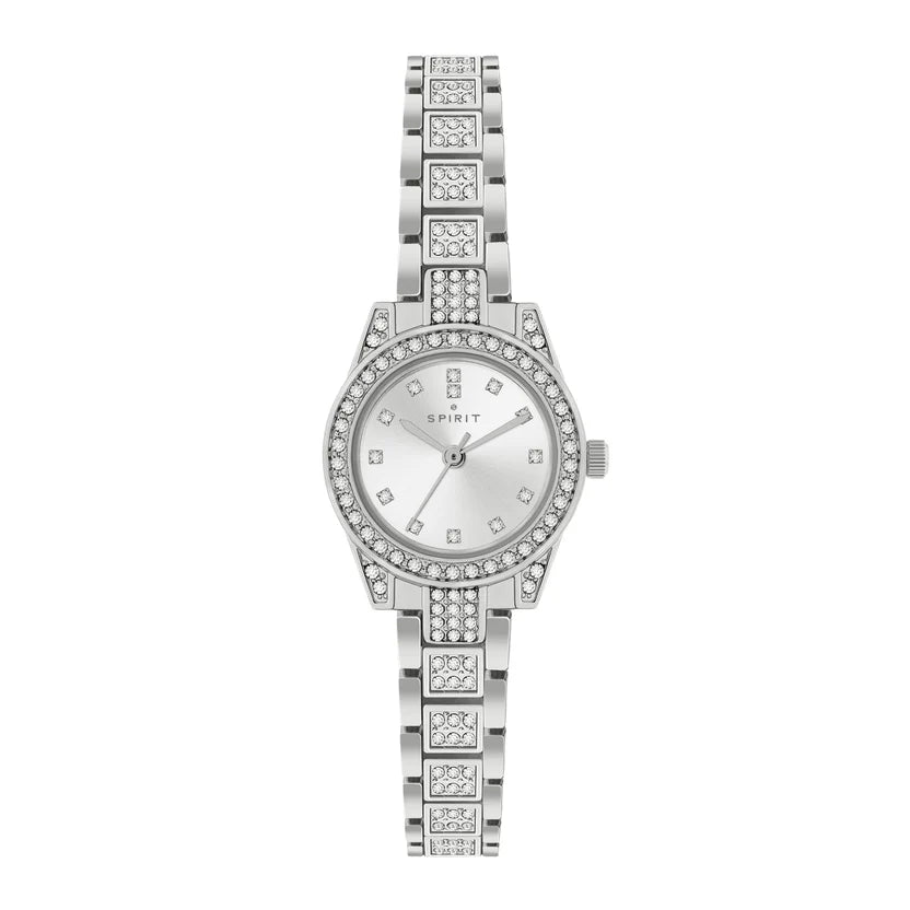 Ladies Spirit Silver Dial Stone Set Bracelet Watch
