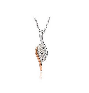 Clogau silver, rose gold detail and white topaz pendant.