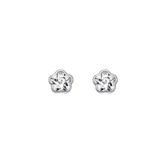 9ct White Gold and Cubic Zirconia flower stud earrings