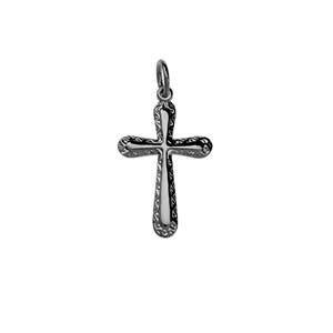 silver plain cross with embossed border pendant