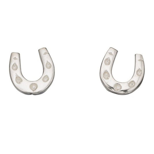 Silver horseshoe stud earrings