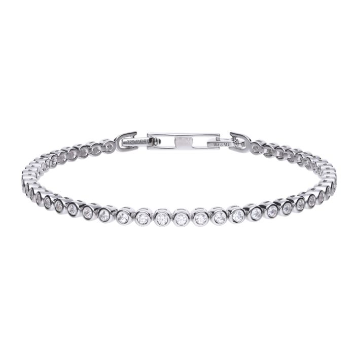 Silver and cubic zirconia bezel set tennis bracelet