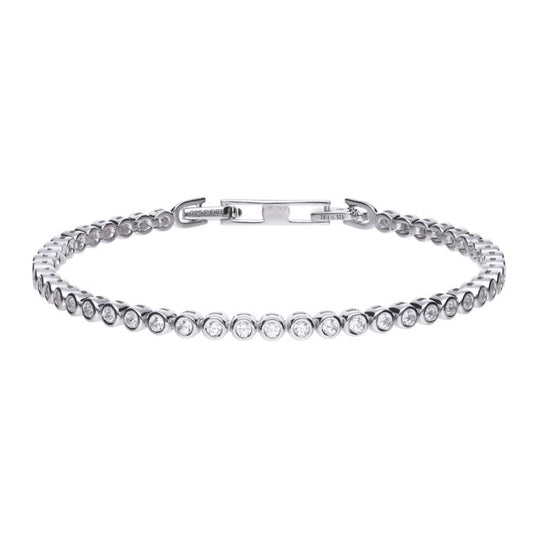 Silver and cubic zirconia bezel set tennis bracelet