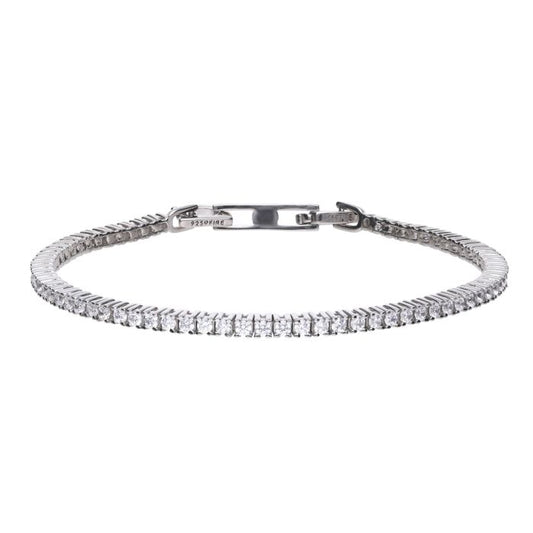 Silver and cubic zirconia fine tennis bracelet