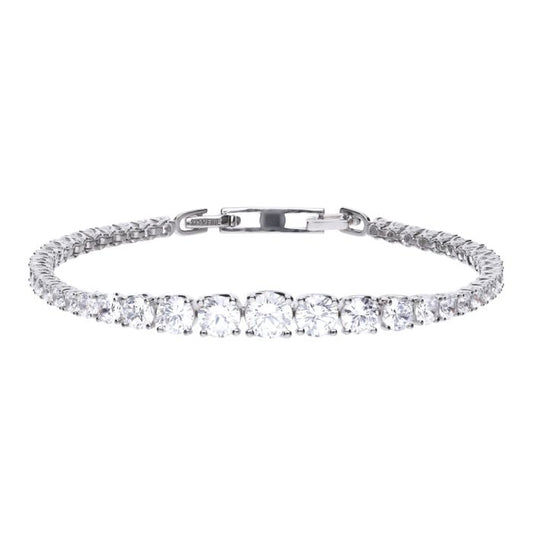 Silver and Cubic Zirconia graduated tennis bracelet