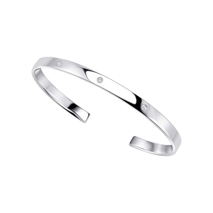 Silver Torque Bangle with Cubic Zirconia