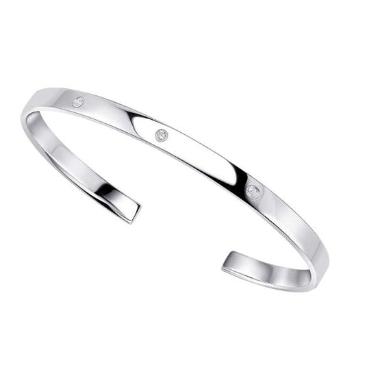 Silver Torque Bangle with Cubic Zirconia