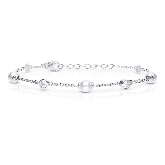Diamonfire Silver Pearl Bracelet