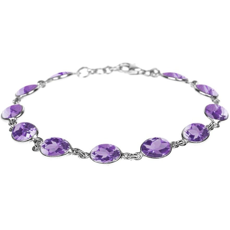 Silver and Amethyst oval faceted bracelet