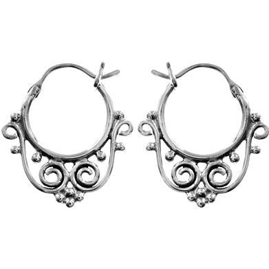 Silver Boho Swirl Hoop Earrings