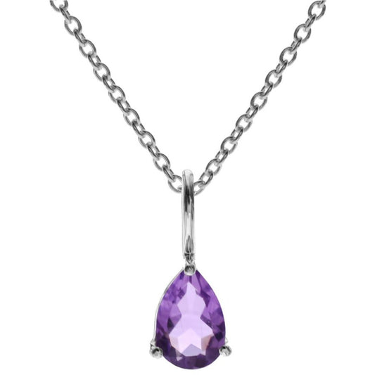 Silver and Amethyst teardrop pendant and earrings set