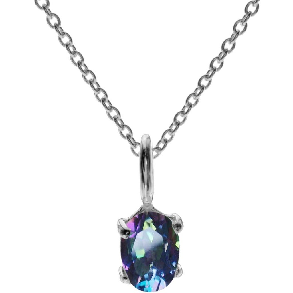 Silver and mystic topaz small oval pendant