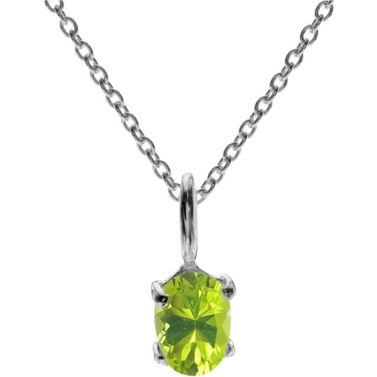 silver and peridot oval 4 claw pendant.