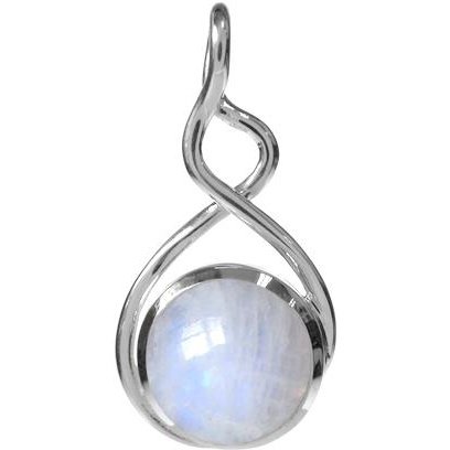 Silver and moonstone loop pendant.