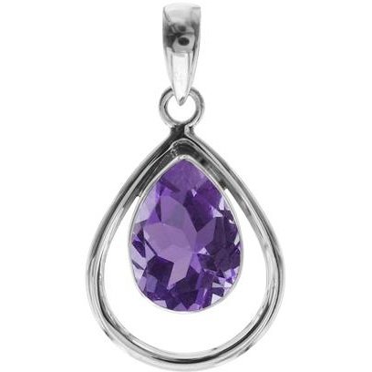 Silver and Amethyst teardrop pendant.