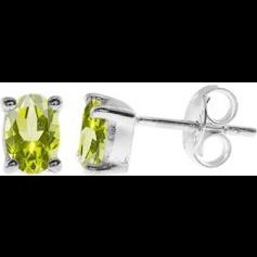 silver and peridot oval pendant and stud earrings set