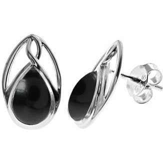 Silver and Black Onyx teardrop Stud Earrings