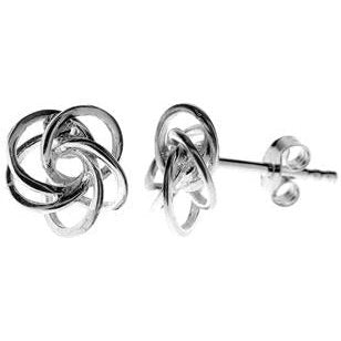 silver multi orbit open cut stud earrings.