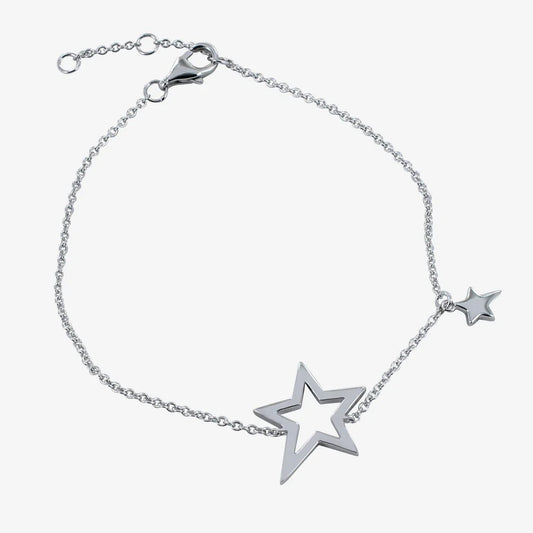 Silver double star bracelet