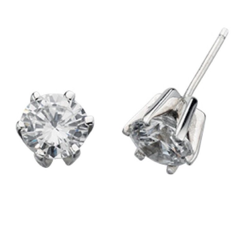 Silver And Cubic Zirconia Round Stud Earrings