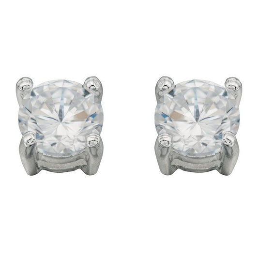 Silver And Cubic Zirconia Round Stud Earrings