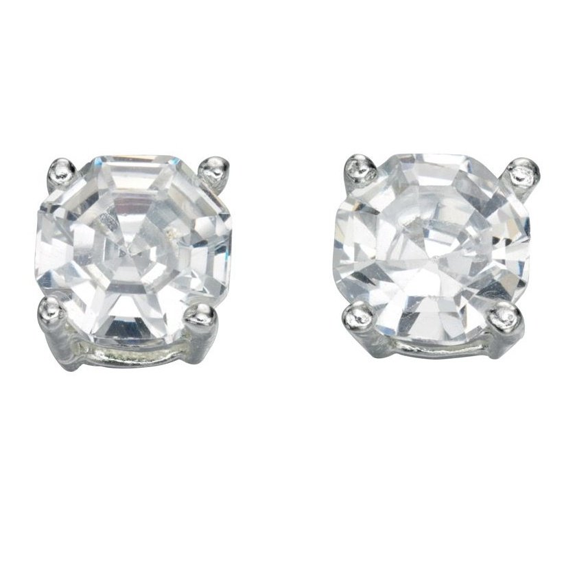 Silver And Cubic Zirconia Stud Earrings